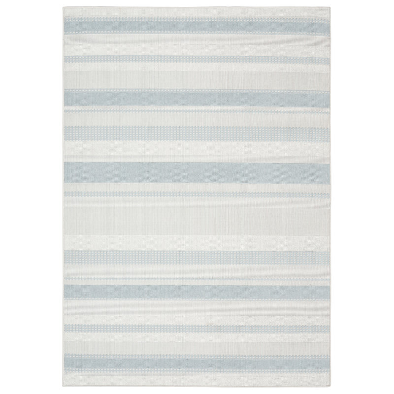 Tapis intérieur / extérieur à rayures HowleTripoli Mateo, bleu / crème, Rectangle 7 pi 10 po x 10 pi 2 po