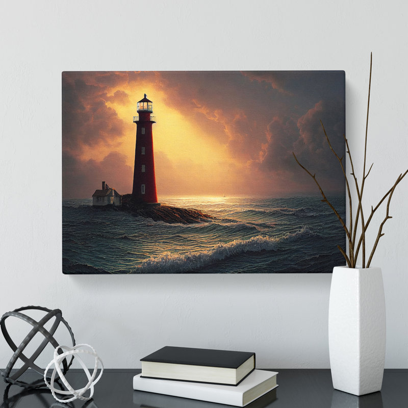 Entrancing Lighthouse Seascape - Wrapped Canvas, 50cm H x 76cm W x 3cm D