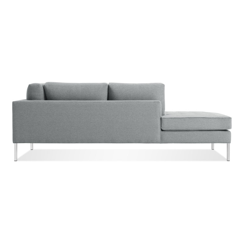 Paramount Chaise Lounge, Sanford Ceramic Crossweave, Stainless Steel, Left Hand Facing