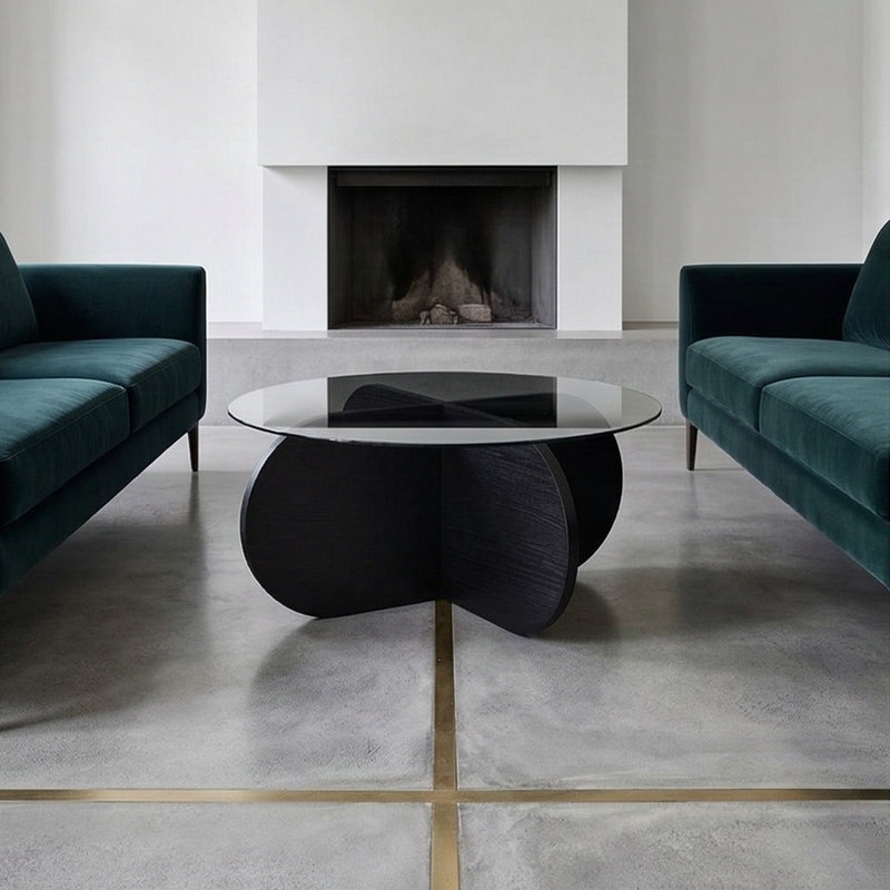 Table basse Arlo, Fumée, Bois noir