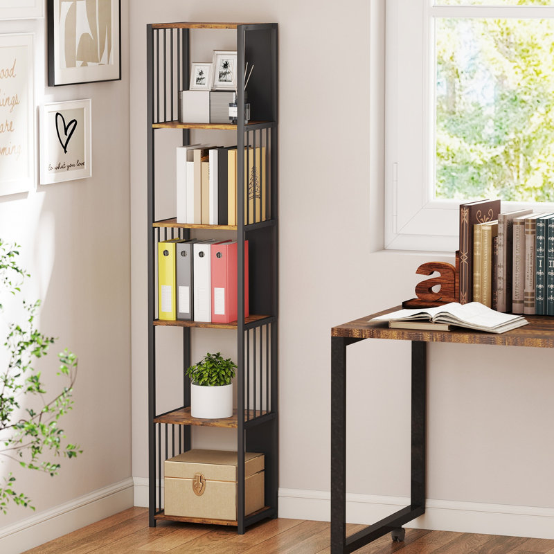 165cm H x 33.5cm W Metal Standard Bookcase, Brown/Black
