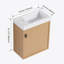 Meuble-lavabo mural 18,5 po avec lavabo en résine, porte simple à fermeture douce, panneau de fibres à densité moyenne, bois naturel (KD-Packing)-125539397