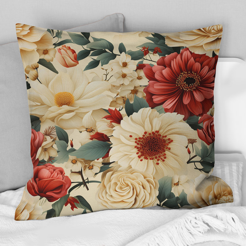 Coussin Delicate Flower Symphony II - imprimé floral, H 16 po x l 16 po