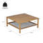 Table basse d'extérieur en bois d'acacia avec tablette de rangement en corde tissée