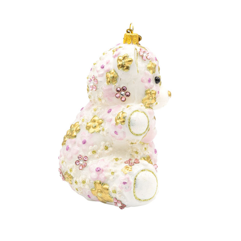 4.75'' Handmade Hanging Figurine Ornament, White/Gold/Pink
