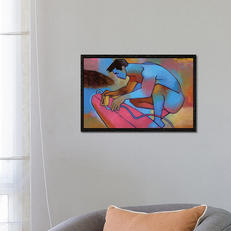 Blue Surfer by Douglas Simonson - Gallery-Wrapped Canvas Giclée on Canvas, 66.04 cm H x 45.72 cm W, Black Floater Framed