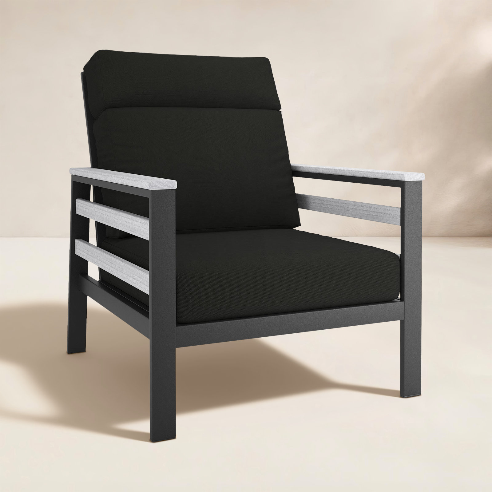 Townsend Sunbrella® Patio Lounge Chair, White, Canvas Black