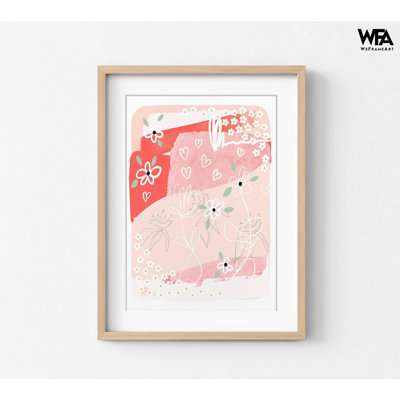 Impression d'art floral rose, impression de fleurs vives encadrées, impression abstraite florale, art floral rose vif, art mural nature, art mural encadré