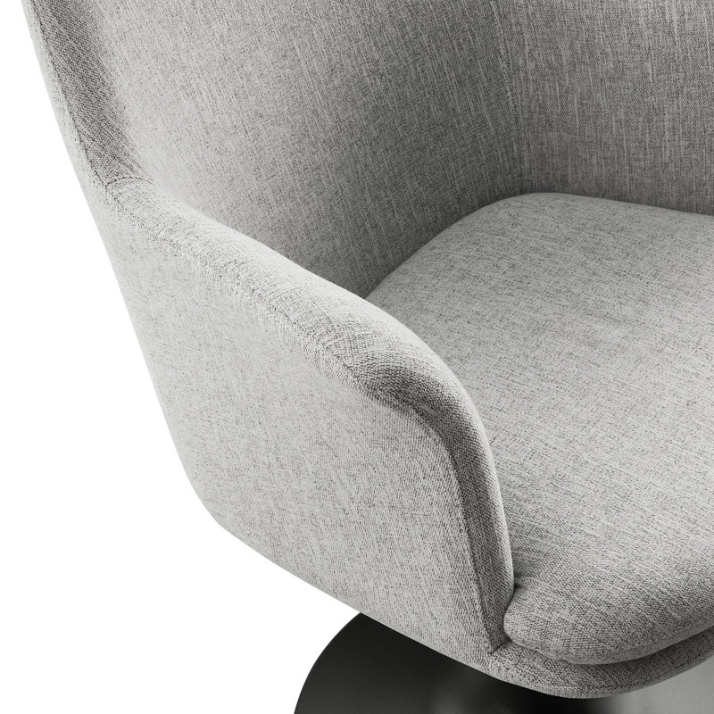 Fauteuil pivotant en velours Lippa Performance, Tissu gris clair, Noir, noir, noir, noir