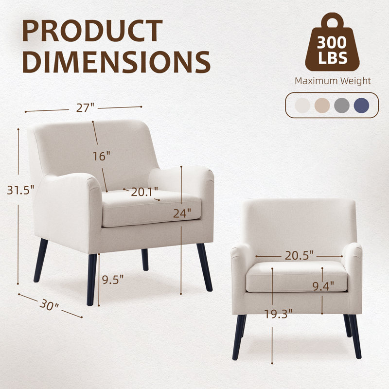 Polyester Upholstered Accent Chair(Set Of 4), Beige