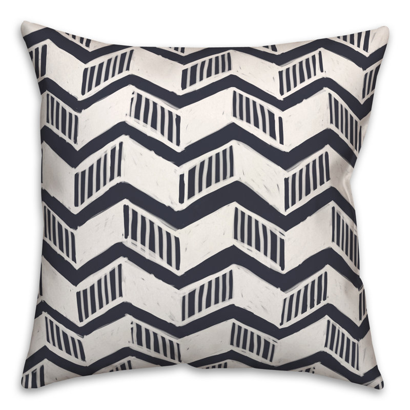 Navy and White Chevron 18" Square Indoor/Outdoor Pillow
