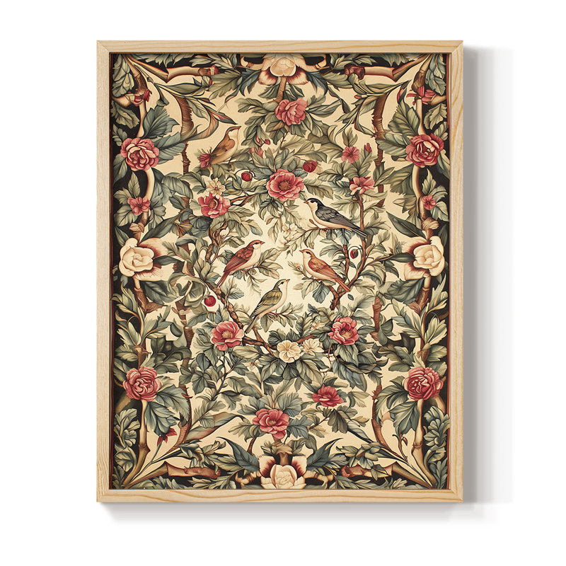 WM MORRIS Series CCXXXII Framed Print - Solid Wood, 11" H x 9" W