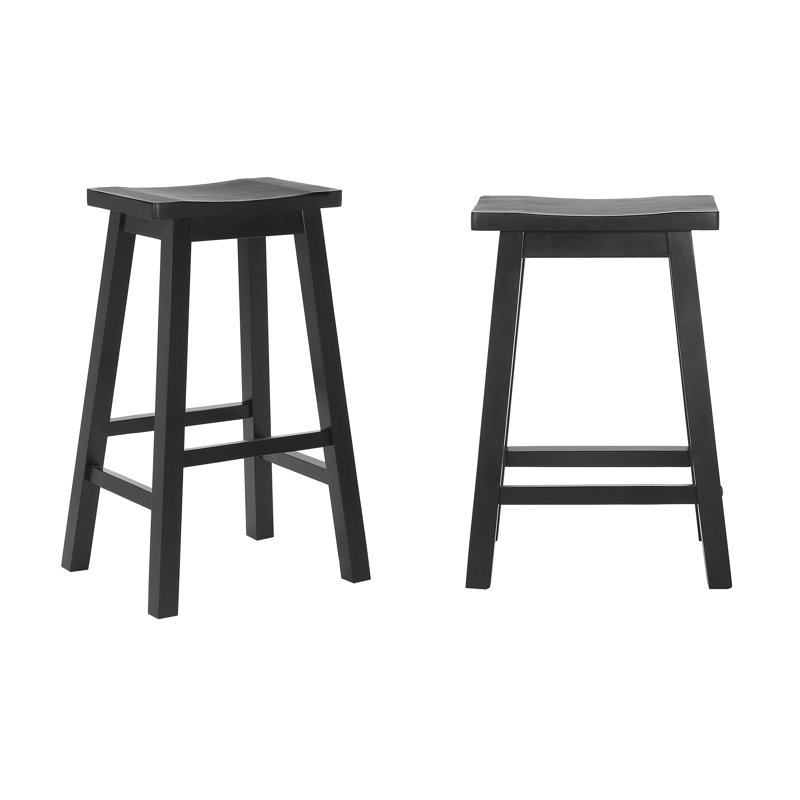 Solid Wood Counter Stool, Counter Stool (24” Seat Height), Black
