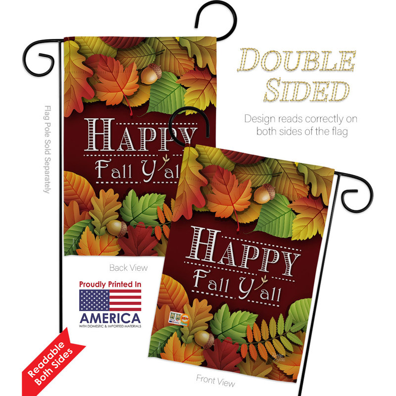 Drapeau de jardin 18,5 po x 13 po Happy Fall Y