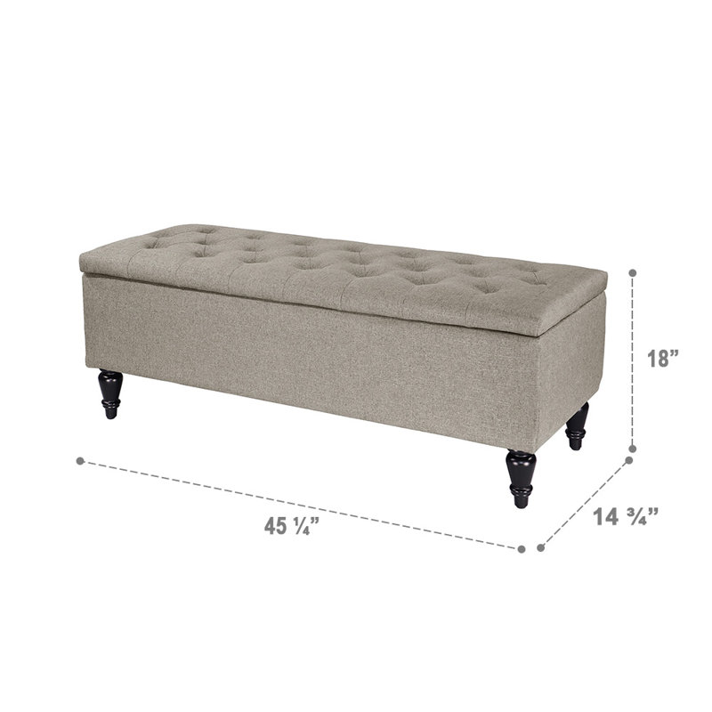 Albara Polyester Upholstered Storage Bench, Beige