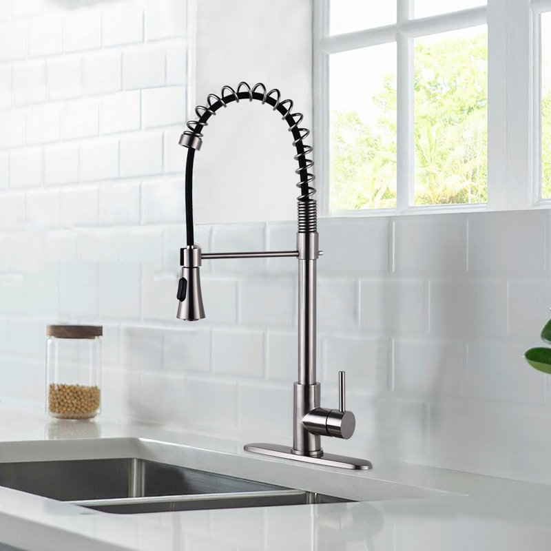 BATHLET Pull Out Kitchen Faucet, Brushed Nickel