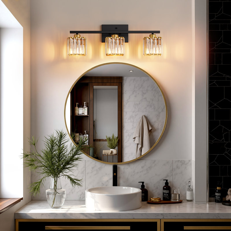 24'' 3-Light  Dimmable Vanity Light With Crystal  Shade