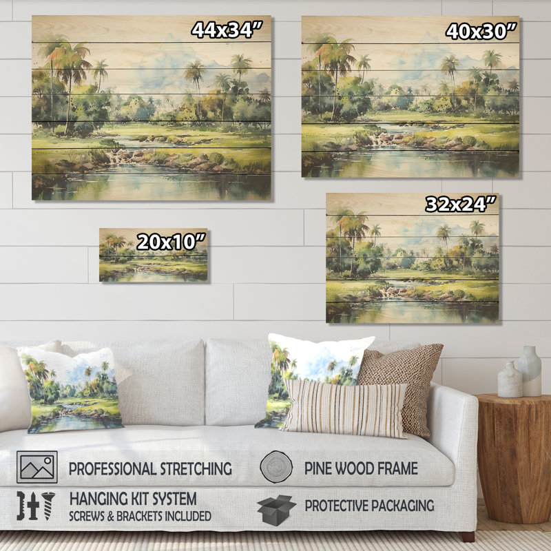 Indonesian Countryside  - Indonesia On Wood Print, 30" H x 40" W x 0.78" D