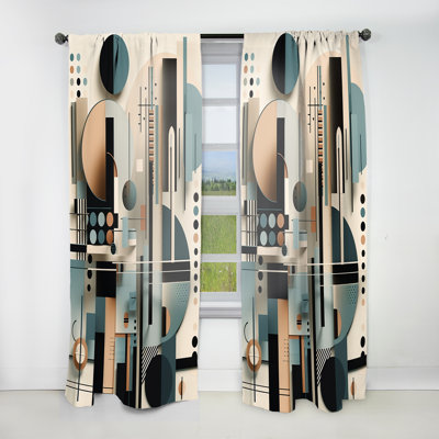 Blue And Black Symmetry In Motion I - Abstract Curtain - Velvet Room Darkening - 1 panel