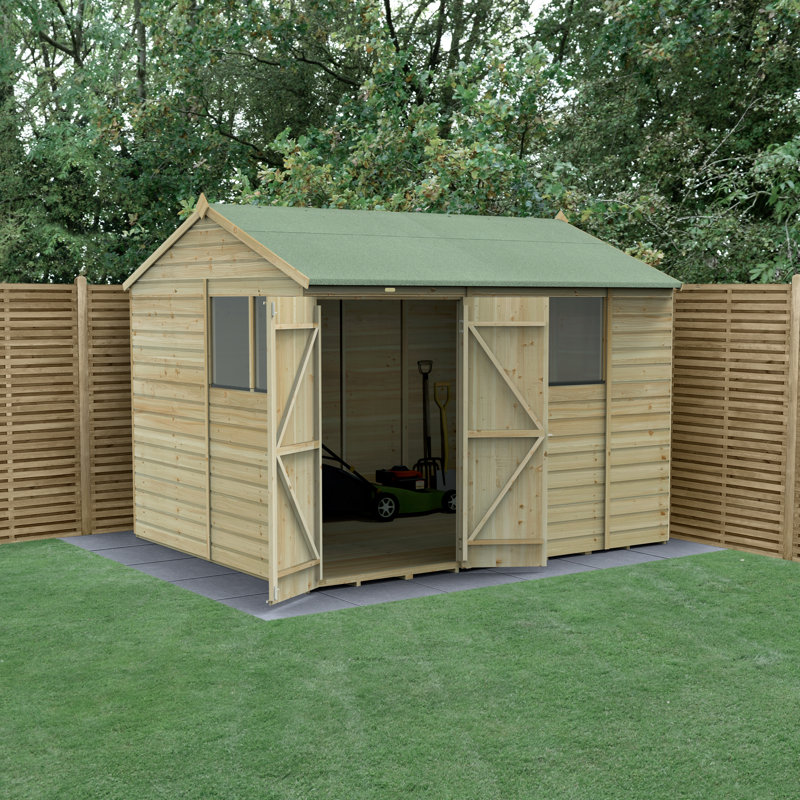 Becwood 9 ft. 12 in. W x 7 ft. 8 in. D Solid Wood Garden Shed