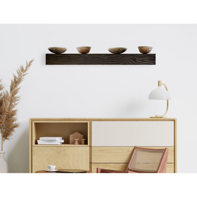 Tablette d'appoint en bois massif Britan, Ébène, H 4 po x l 22 po x P 8 po