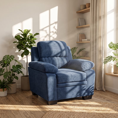 Fauteuil Holleman en bois massif capitonné, 94 cm L x 90 cm P x 89 cm H