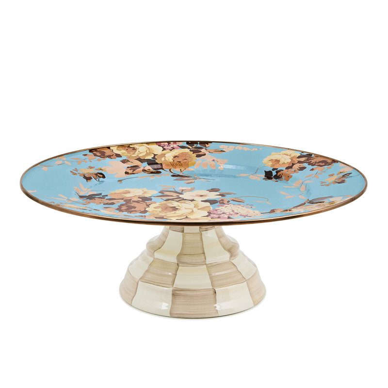 Wild Rose Large Pedestal Platter, Slate
