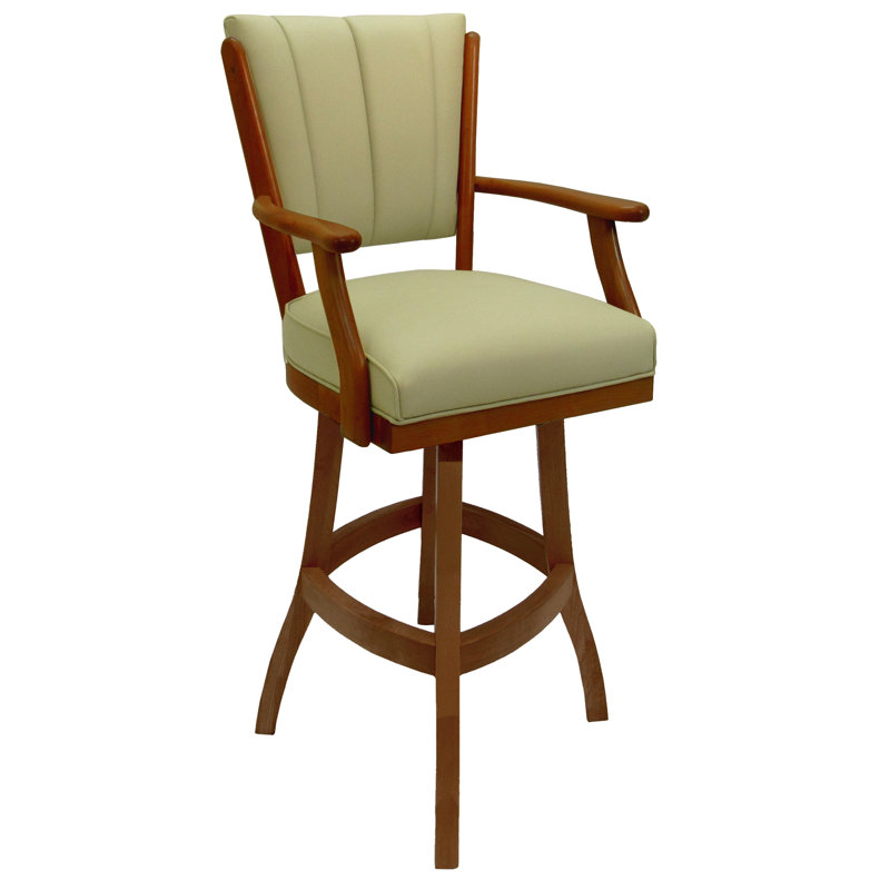 Callisnagh No Extra Tall Swivel Wood Stool - Red- Honey, Light Gray, Bar Stool (30" Seat Height)