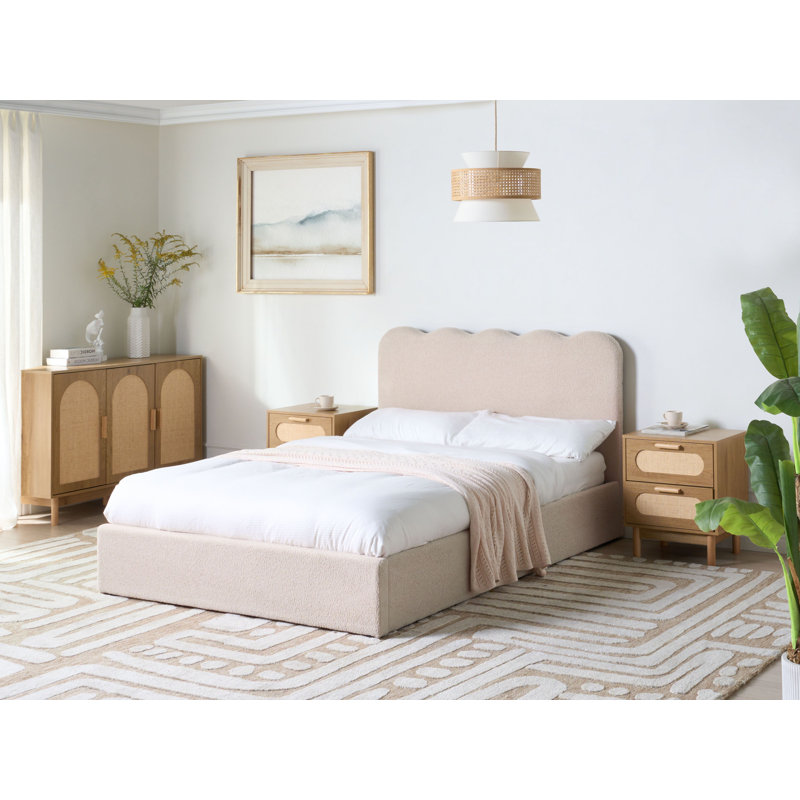 Upholstered Ottoman Storage Bed, European Double (140 x 200 cm), Beige