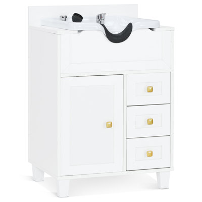 Utility Sink with Backwash Shampoo bowl and Storage Drawers