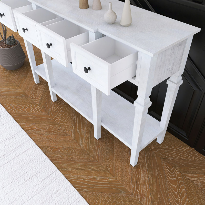 48 inch Long Console Table with 4 Drawers and 1 Bottom Shelf for Entryway Hallway Easy Assembly