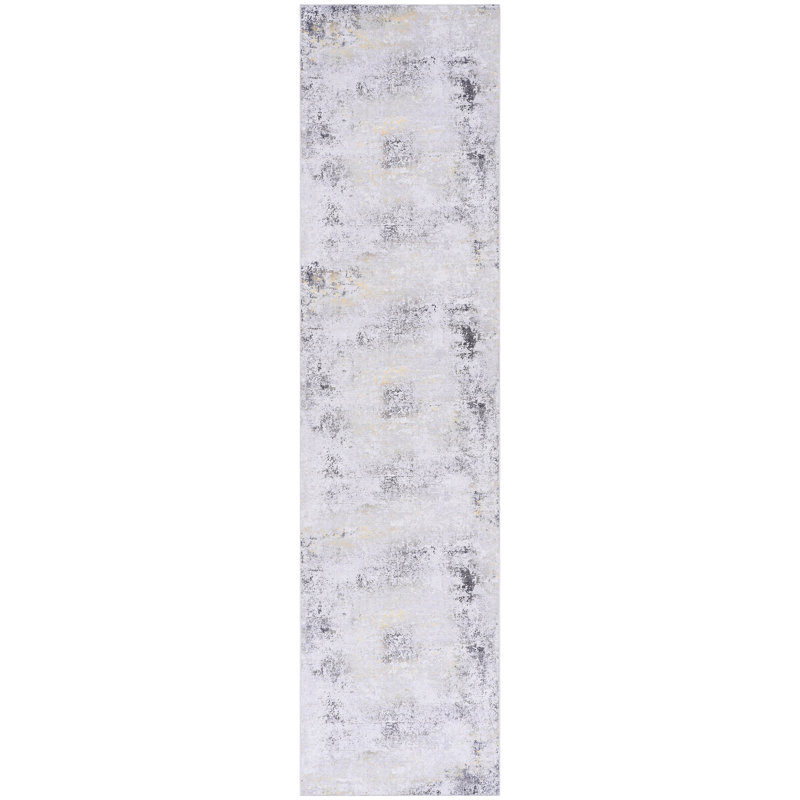 2'6''X10' Washable Runner Rug, Low-Pile For Kitchen - Gray Non-Slip Kitchen, Living Room
