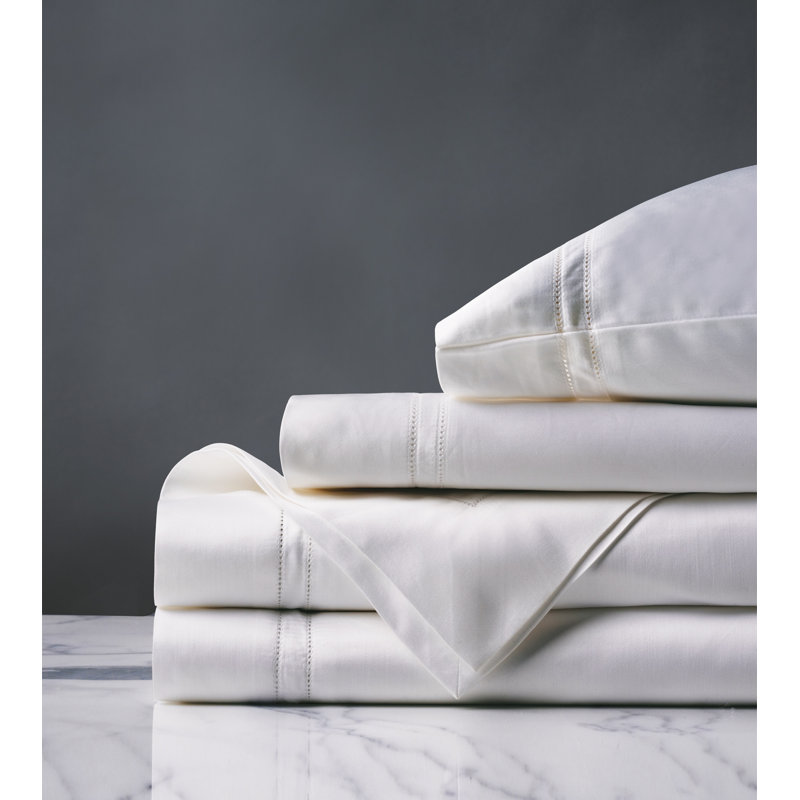 Ensemble de draps en percale de coton certifié égyptien 1030 fils Liam, Ensemble de draps lit simple + 1 taie d'oreiller