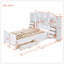 Lit plateforme simple en bois avec armoire verticale tout-en-un et 4 tiroirs de chaque côté pour le rangement et l'efficacité de l'espace-862416227
