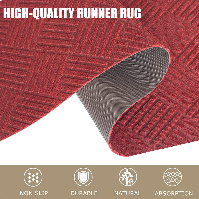 Washable Runner Rug with Non-Slip Backing, Polyester Carpet for Hallway & Entryway, Runner 5' x 76'