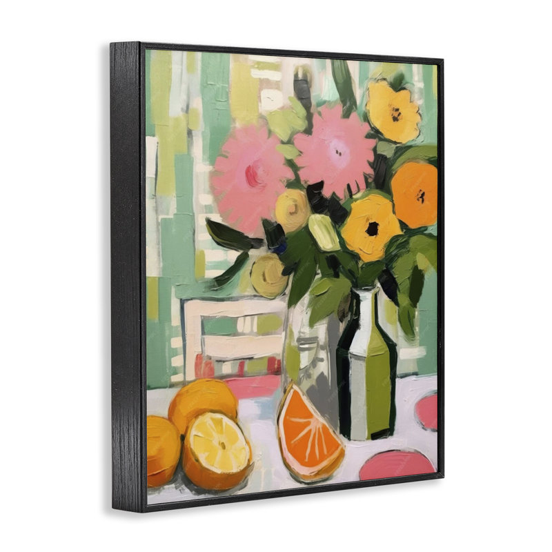  «Citrus Slices & Bouquet», art de la giclée encadrée par LSR Design Studio, H 30 po x l 24 po, Giclée encadrée noir minuit