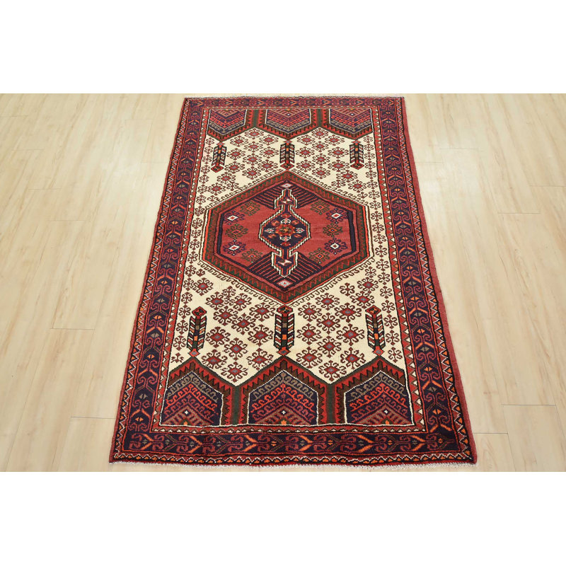 Tapis blanc en laine 4 pi x 6 pi années 1980 Epitacio