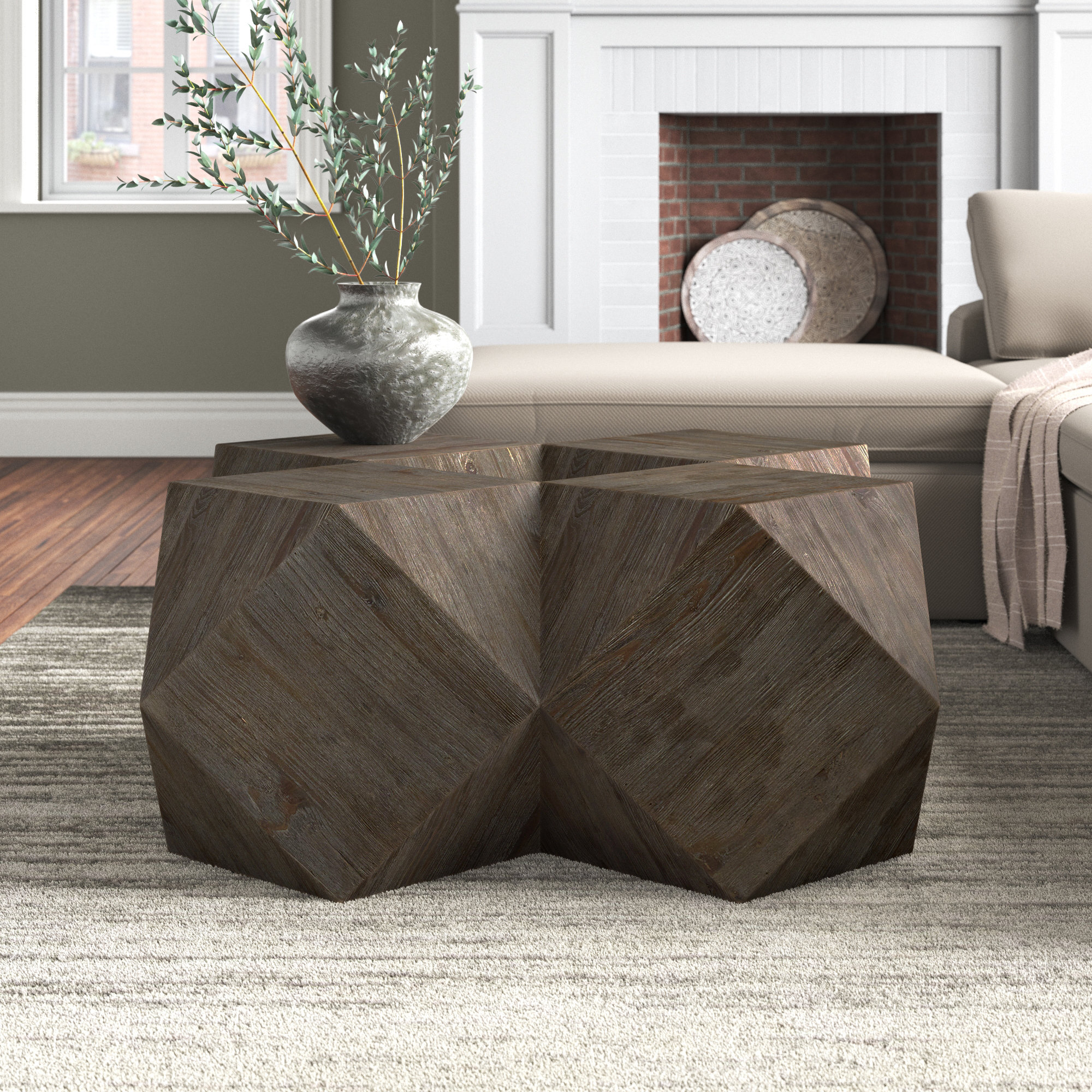 Solid Wood Coffee Table, Dark Brown