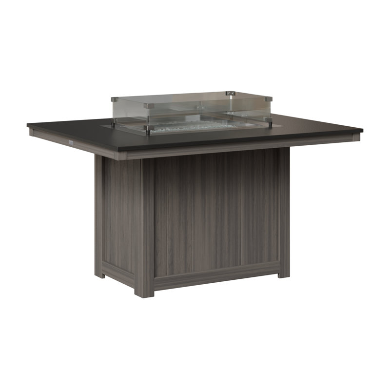 Foyer de table rectangulaire 54 po Berlin Gardens Donoma, Plateau martelé noir avec base gris côtier