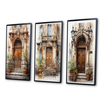 Porte de la vieille ville de France - ensemble de 3 pièces