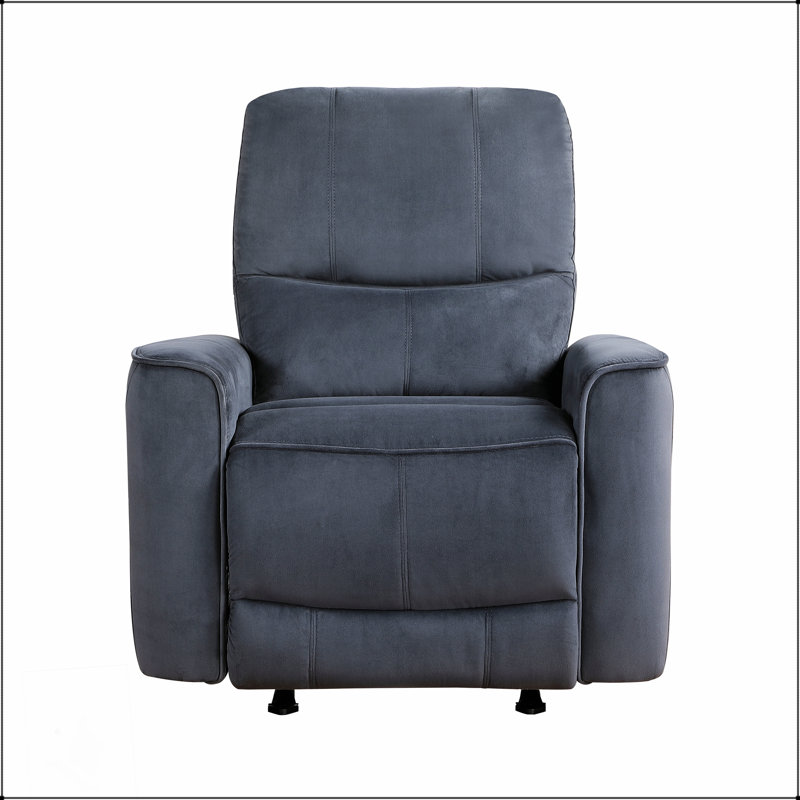 Chaise berçante inclinable Modern Power en velours gris foncé, structure en bois massif, sièges confortables et élégants
