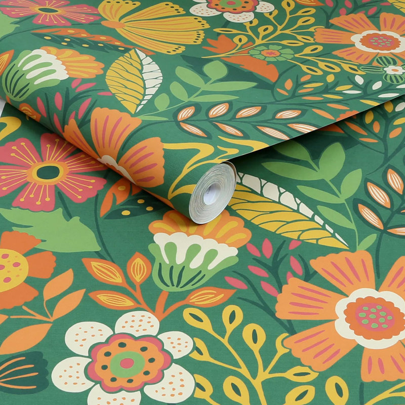 Envy Oopsy Daisy Floral Wallpaper, Green