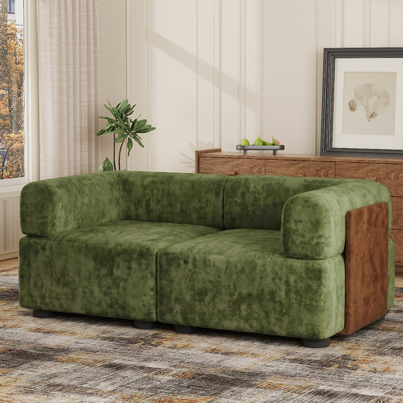 2 Seater Chenille Sofa, Green
