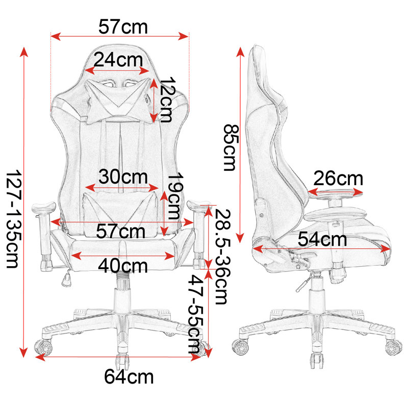 Inbox Zero Faux Leather PC & Racing Game Chair, Grey/Black