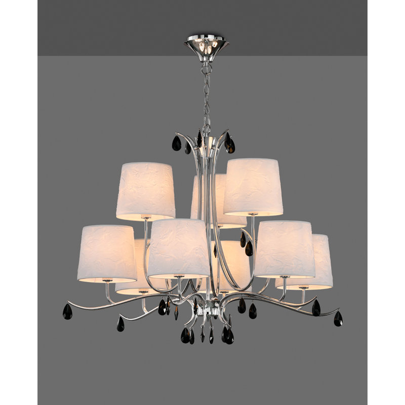 Orton 9 - Light Shaded LED Chandelier, Polished Chrome/Crystal