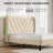 Tufted Velvet Upholstered Bed with Charging Station & Storage Shelf (Beige, Full Size)-518974239-518270470