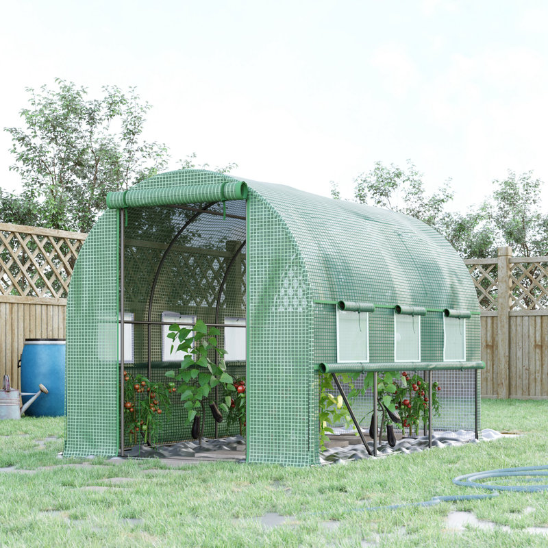 Stellan Walk-In Polytunnel Greenhouse With Roll-Up Doors And Durable PE Cover