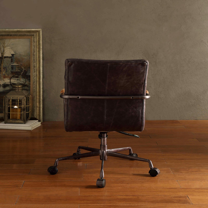 Antique Slate Top Grain Leather Office Chair, Slate