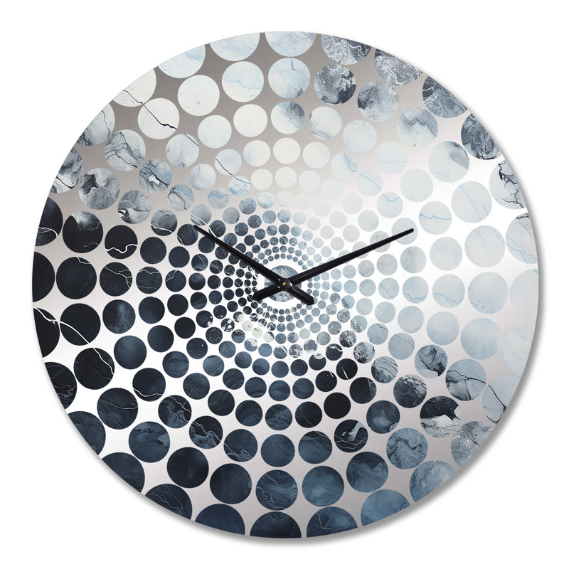 Bleu et blanc rivière de marbre I - horloge murale abstraite en marbre, Très grand