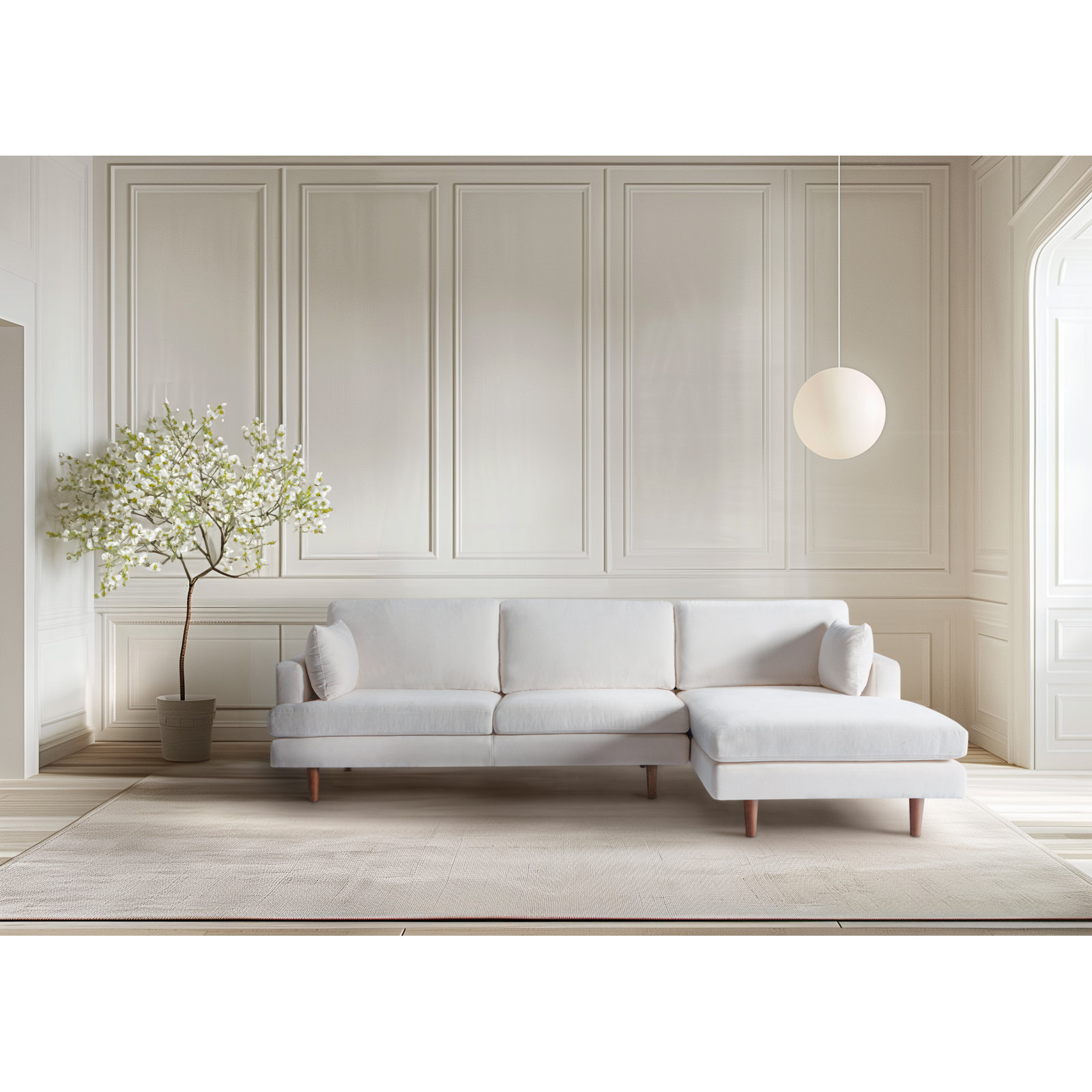 Laguna Upholstered Chaise L-Sectional, Right Hand Facing, Olive Green Performance Chenille